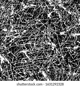 Grunge background black and white. Abstract vector texture of scratches, dirt