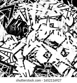 Grunge background black and white. Abstract vector texture of scratches, dirt
