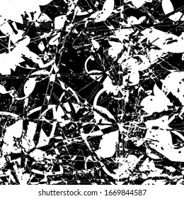 Grunge background black and white. Abstract vector texture of scratches, dirt