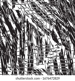 Grunge background black and white. Abstract vector texture seamless. A pattern of repeating randomly arranged elements