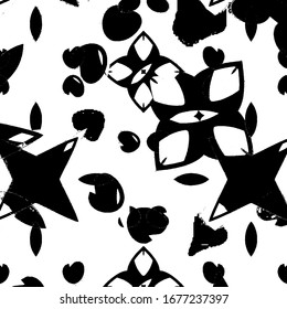 Grunge background black and white. Abstract vector texture of scratches, dirt