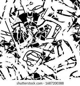 Grunge background black and white. Abstract vector texture of scratches, dirt