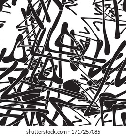 Grunge background black and white. Abstract vector texture seamless. A pattern of repeating randomly arranged elements