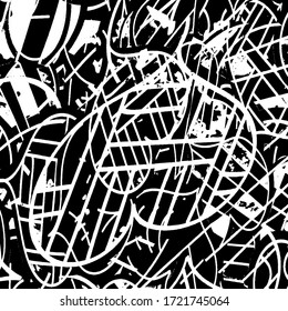 Grunge background black and white. Abstract vector texture of scratches, dirt