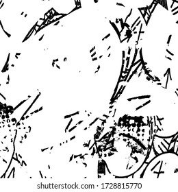 Grunge background black and white. Abstract vector texture of scratches, dirt