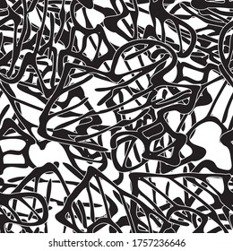 Grunge background black and white. Abstract vector texture seamless. A pattern of repeating randomly arranged elements