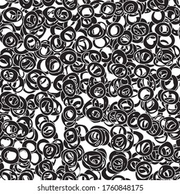 Fondo negro y blanco. Resumen de textura vectorial sin fisuras. Un patrón de repetición de elementos dispuestos al azar