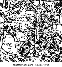 Grunge background black and white. Abstract vector texture of scratches, dirt