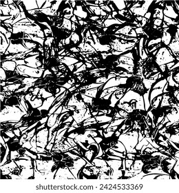 Grunge background of black and white. Abstract illustration texture of cracks, chips, dot. Dirty monochrome pattern of the old worn surface