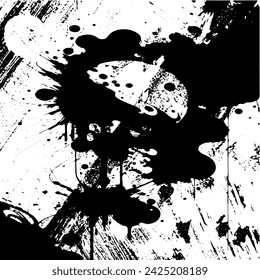 Grunge Hintergrund von Schwarz und Weiß. Abstrakte Illustration Textur der Risse, Chips, Punkt. Schmutziges monochromes Muster der alten abgenutzten Oberfläche