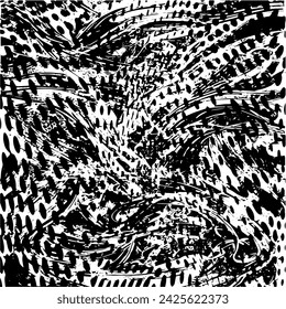 Grunge background of black and white. Abstract illustration texture of cracks, chips, dot. Dirty monochrome pattern of the old worn surface