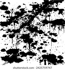 Grunge background of black and white. Abstract illustration texture of cracks, chips, dot. Dirty monochrome pattern of the old worn surface