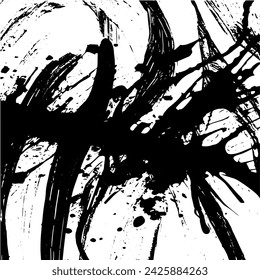 Grunge background of black and white. Abstract illustration texture of cracks, chips, dot. Dirty monochrome pattern of the old worn surface