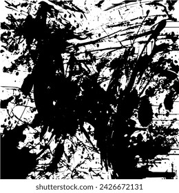 Grunge background of black and white. Abstract illustration texture of cracks, chips, dot. Dirty monochrome pattern of the old worn surface