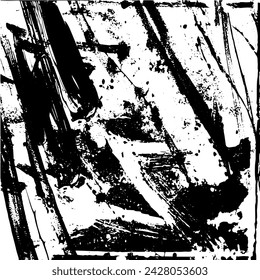 Grunge background of black and white. Abstract illustration texture of cracks, chips, dot. Dirty monochrome pattern of the old worn surface