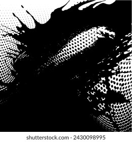 Grunge Hintergrund von Schwarz und Weiß. Abstrakte Illustration Textur der Risse, Chips, Punkt. Schmutziges monochromes Muster der alten abgenutzten Oberfläche