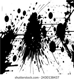 Grunge background of black and white. Abstract illustration texture of cracks, chips, dot. Dirty monochrome pattern of the old worn surface