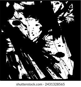 Grunge background of black and white. Abstract illustration texture of cracks, chips, dot. Dirty monochrome pattern of the old worn surface