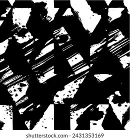 Grunge background of black and white. Abstract illustration texture of cracks, chips, dot. Dirty monochrome pattern of the old worn surface