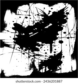 Grunge background of black and white. Abstract illustration texture of cracks, chips, dot. Dirty monochrome pattern of the old worn surface