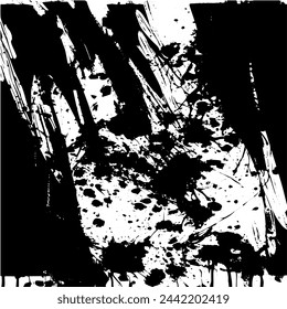 Grunge background of black and white. Abstract illustration texture of cracks, chips, dot. Dirty monochrome pattern of the old worn surface