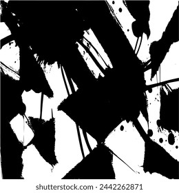 Grunge background of black and white. Abstract illustration texture of cracks, chips, dot. Dirty monochrome pattern of the old worn surface