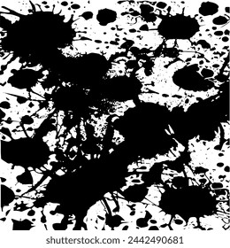 Grunge background of black and white. Abstract illustration texture of cracks, chips, dot. Dirty monochrome pattern of the old worn surface