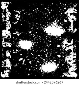 Grunge background of black and white. Abstract illustration texture of cracks, chips, dot. Dirty monochrome pattern of the old worn surface