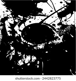 Grunge background of black and white. Abstract illustration texture of cracks, chips, dot. Dirty monochrome pattern of the old worn surface