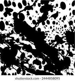Grunge background of black and white. Abstract illustration texture of cracks, chips, dot. Dirty monochrome pattern of the old worn surface