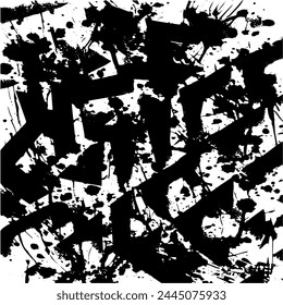 Grunge background of black and white. Abstract illustration texture of cracks, chips, dot. Dirty monochrome pattern of the old worn surface