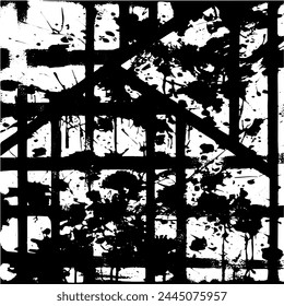 Grunge background of black and white. Abstract illustration texture of cracks, chips, dot. Dirty monochrome pattern of the old worn surface