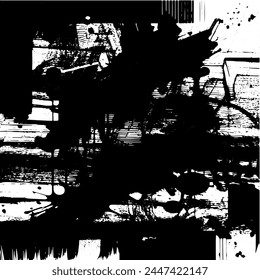 Grunge background of black and white. Abstract illustration texture of cracks, chips, dot. Dirty monochrome pattern of the old worn surface