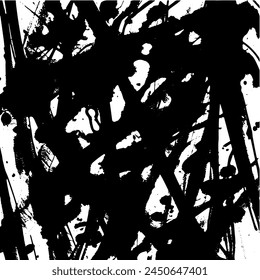 Grunge background of black and white. Abstract illustration texture of cracks, chips, dot. Dirty monochrome pattern of the old worn surface