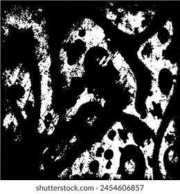 Grunge background of black and white. Abstract illustration texture of cracks, chips, dot. Dirty monochrome pattern of the old worn surface
