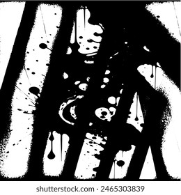 Grunge background of black and white. Abstract illustration texture of cracks, chips, dot. Dirty monochrome pattern of the old worn surface