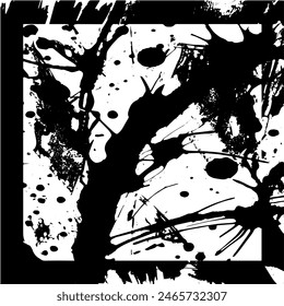 Grunge background of black and white. Abstract illustration texture of cracks, chips, dot. Dirty monochrome pattern of the old worn surface