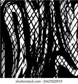 Grunge Hintergrund von Schwarz und Weiß. Abstrakte Illustration Textur der Risse, Späne, Punkt. Schmutziges monochromes Muster der alten abgenutzten Oberfläche
