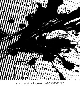 Grunge background of black and white. Abstract illustration texture of cracks, chips, dot. Dirty monochrome pattern of the old worn surface