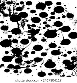 Grunge background of black and white. Abstract illustration texture of cracks, chips, dot. Dirty monochrome pattern of the old worn surface