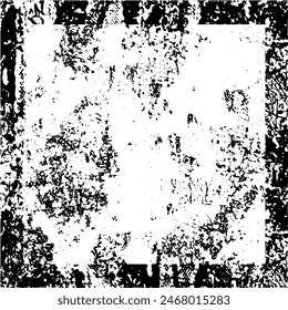 Grunge background of black and white. Abstract illustration texture of cracks, chips, dot. Dirty monochrome pattern of the old worn surface