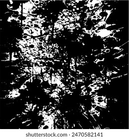 Grunge background of black and white. Abstract illustration texture of cracks, chips, dot. Dirty monochrome pattern of the old worn surface