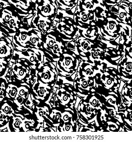 Grunge background of black and white. Abstract vector texture. Monochrome seamless pattern