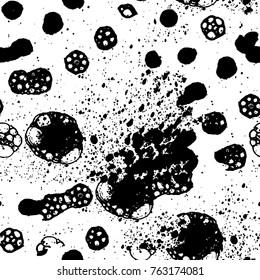 Grunge background of black and white. Abstract vector texture. Monochrome seamless pattern