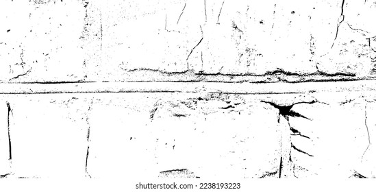 Grunge background black and white brick wall texture with damage. Vector illustration