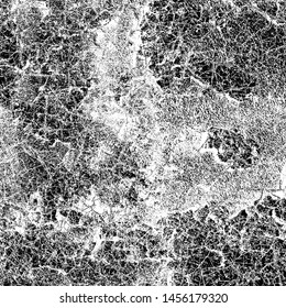 Grunge background black and white. Cracks, chips, scratches, dust texture. Abstract city wall. Dirty old surface. Vector vintage pattern