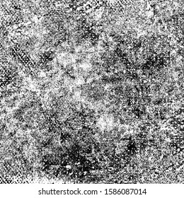 Grunge background black and white. Cracks, chips, scratches, dust texture. Abstract city wall. Dirty old surface. Vector vintage pattern
