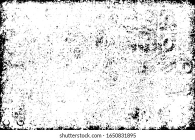 Grunge background black and white. Cracks, chips, scratches, dust texture. Abstract city wall. Dirty old surface. Vector vintage pattern