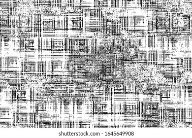 Grunge background black and white. Dark abstract monochrome texture. Pattern of scratches, chipping, scuffs