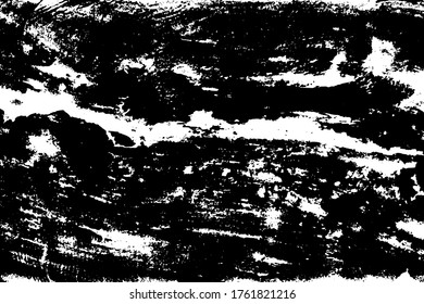 Fondo negro y blanco. La textura oscura está sucia. Efecto oxidación. Textura superpuesta angustiada de rajaduras. Ilustración vectorial de semitono, Eps 10.